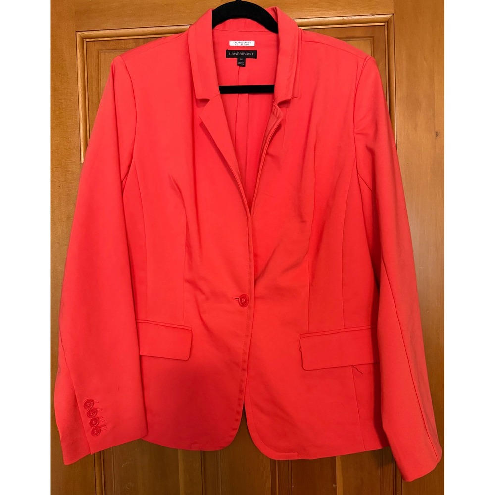 Lane Bryant Modernist Collection Coral Pink Orange Blazer Jacket Size 18 118641